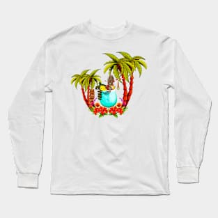 Little mermaid in a glass, tropical design Long Sleeve T-Shirt